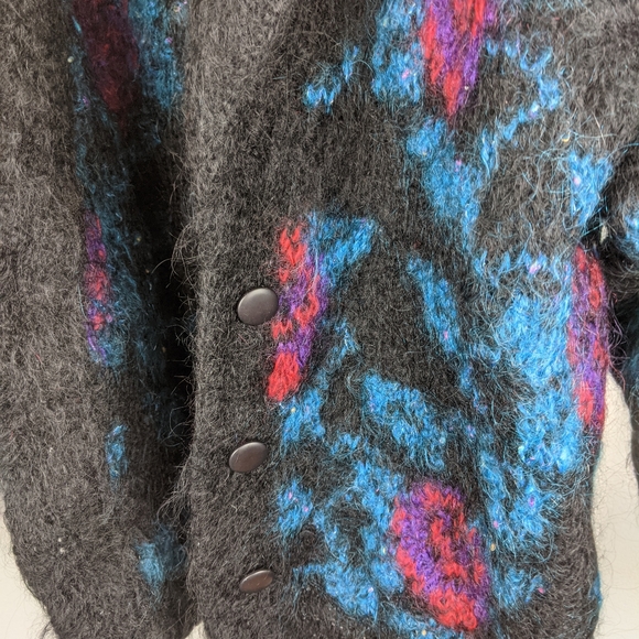 Atlandia Black Floral Mohair Button Front Cardigan - Picture 6 of 8